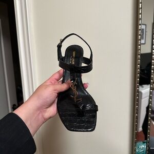 YSL CASSANDRA SANDALS IN EMBOSSED CROCODILE LEATHER